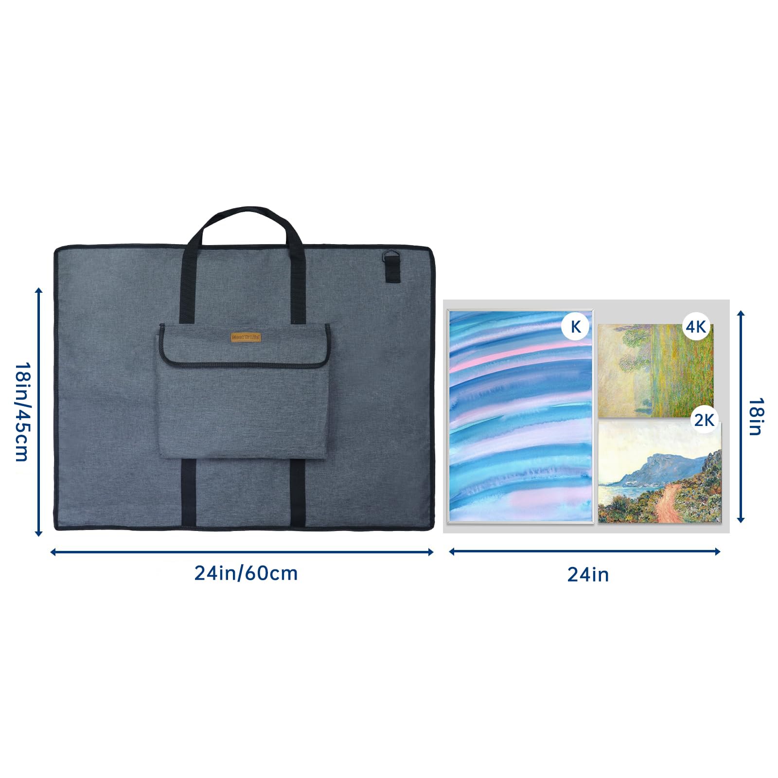 MeetYr Life Premium Art Portfolio Bag - Padded Triple Protection, Waterproof Protection with Shoulder Strap Durable and Portable - For Artwork, Posters, Sketches and Paintings（24