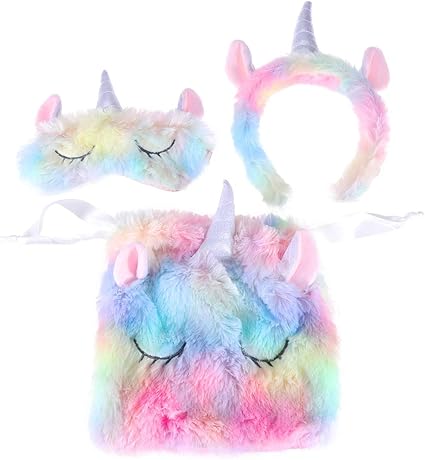 Lurrose Juego De 3 Diademas De Unicornio Y Antifaz Para Dormir Con Bolsa De Almacenamiento Amazon Es Belleza