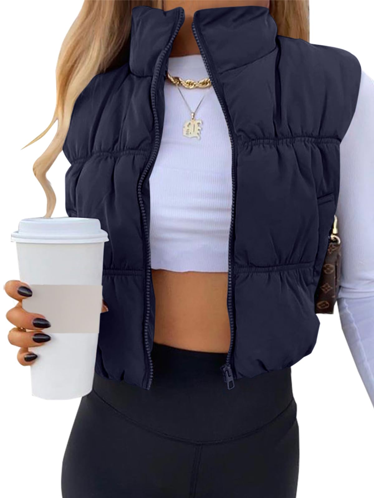 SySea Women's Crop Puffer Vest Winter Zip Up Lightweight Sleeveless Warm Outerwear Padded Coat Image SySea Women's Crop Puffer Vest Winter Zip Up Lightweight Sleeveless Warm Outerwear Padded Coat Image