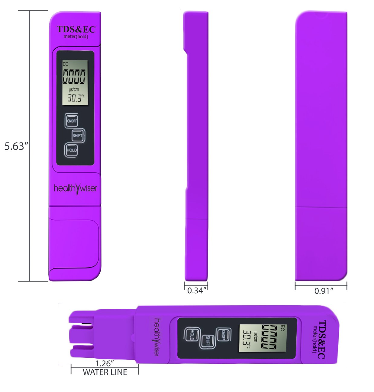 TDS Meter, Professional-Grade Water Test Kit Tests Water Quality in Drinking Water, General Hydroponics, Aquariums, Ponds, Pool, Spa, Water Purifier, 100% Accurate 3 in 1 TDS, EC and Temperature Meter