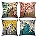 Decorative Throw Pillow Case Oil Painting Square Home Decorative Cushion Cover Garden Art Print Pillow Covers for 18 X 18 Inches Pillow Inserts, 4Pack Multicolor Trees Flowers Design