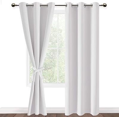 DWCN Greyish White Blackout Curtains 2 Panels 46 x 90 Eyelet Thermal Insulated