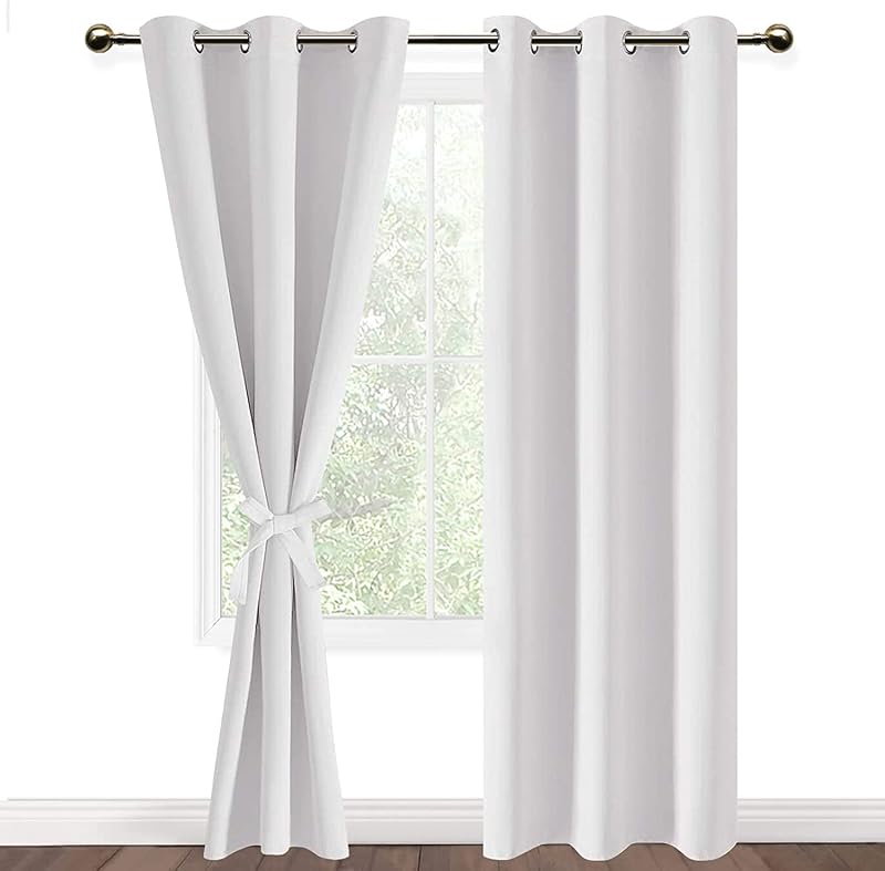 DWCN Greyish White Blackout Curtains 2 Panels 46 x 90 Eyelet Thermal Insulated
