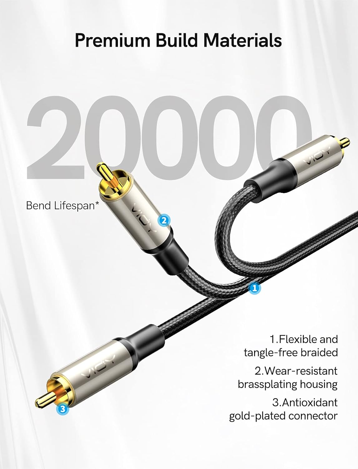 Coaxial Digital Audio Cable, RCA Male to Male HiFi 5.1 SPDIF Stereo Coaxial Audio Cable for Subwoofer, Home Theater, HDTV, Amplifier Speaker Soundbar-VIOY: Industrial & Scientific