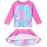 Idgreatim Girls Swimsuit Rash Guard Set Long Sleeve Two Piece Bathing Suit 3-10 Years