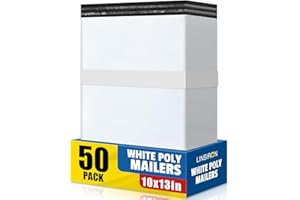 LINSIRON 50 Pcs Poly Mailers Shipping Bags 10x13 Inch Packaging Clothes Polymailers Envelopes Mailing Package Self Seal Shipping Envelopes Waterproof Poly Bags Small Business Supplies Package White