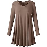 LARACE Long Sleeve Tunics Tops Plus Size for Women V Neck Loose Fit Flowy Clothing for Leggings