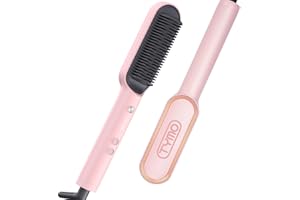 TYMO Ring Hair Straightener Brush – Hair Straightening Iron with Built-in Comb, 20s Fast Heating & 5 Temp Settings & Anti-Scald, Perfect for Professional Salon at Home, Sakura Pink