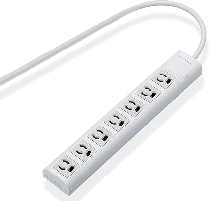 Amazon Co Jp エレコム 電源タップ コンセント 雷ガード マグネット付 抜け止めコンセント 3p 2p変換アダプタ付 7個口 5m ホワイト T Ecoy055nda パソコン 周辺機器