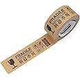 ECOAND Brown Kraft Paper Tape, 2” x 43 Yards, Writable Non-Coated Surface for Masking, Sealing, and Packaging Use, Eco-Friendly and Recyclable, Easy-to-Tear (Fragile-Printed)