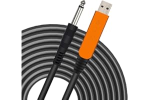 YESPURE USB Guitar Cable 10Ft, USB Guitar Interface Male to 6.35mm 1/4 inch Gold-Plated TS Mono Plug,Recording Cable Compatible with PC, Mac, Xbox, PS4, PS3,PS2