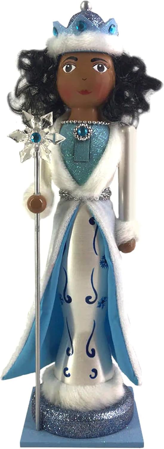 Nutcrackers - Nutcracker Ballet Gifts African American Queen Wood Nutcracker Doll Figures, Christmas Decor Holiday Home Decorations, Decorative Wooden Statue, 14-inch, Snow Fantasy