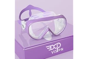 Kids Diving Mask 180° Panoramic Swim Mask Anti-Fog Child Swim Goggles Tempered Glass Swimming Goggles with Nose Cover for 4-1
