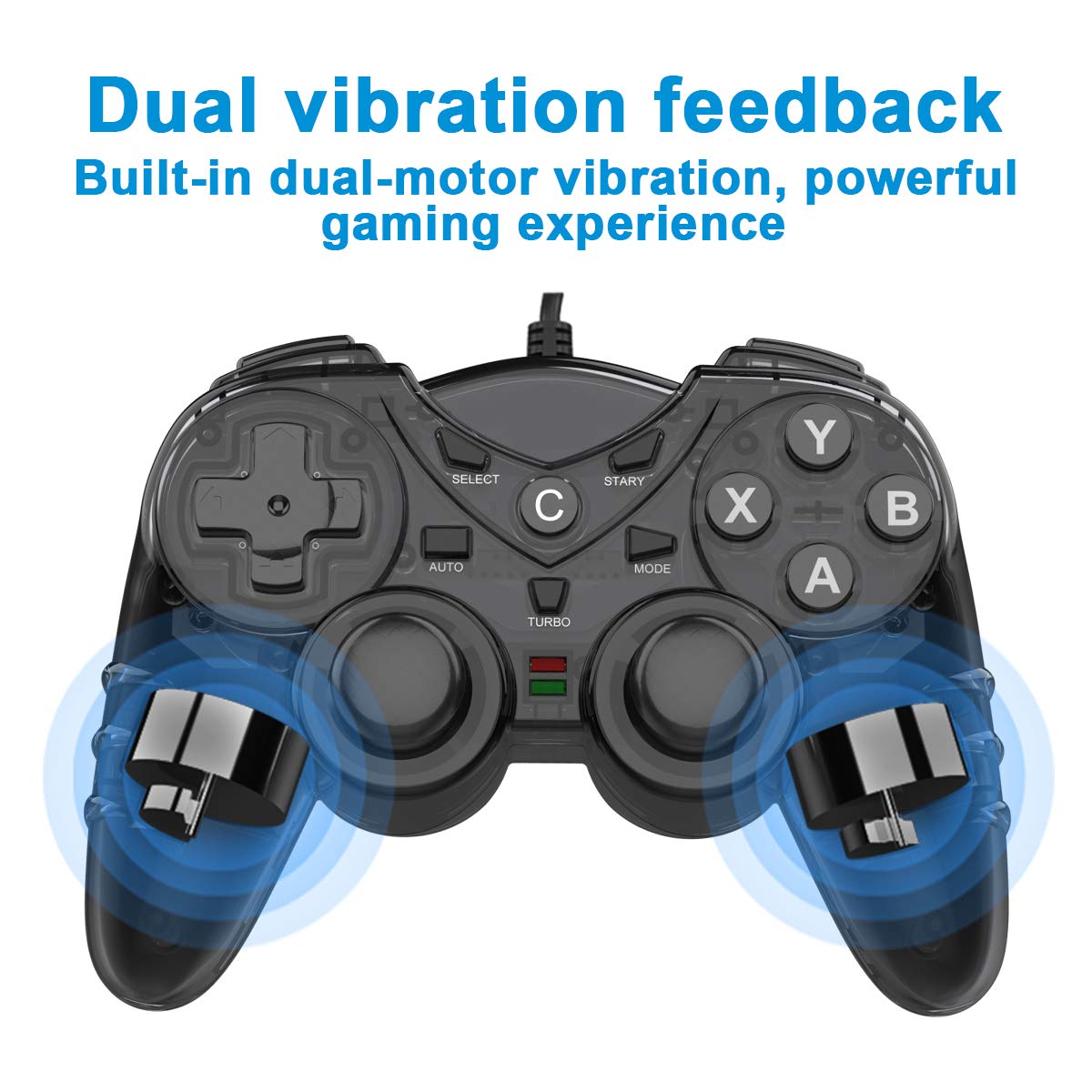 NBCP Game Controller for PC PS3,wired PS3 Controller for Windows 7/8 /8.1/10/ Laptop, TV Box USB Steam Gamepad joystick Joypad with Dual Vibration feedback Turbo Trigger