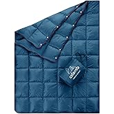 zzlamb Puffy Down Camping Blanket Water-Repellent, Down Throw Travel Blanket Portable for Outdoor, Light Warm Quilt for Couch Plane Car Theater Stadium Picnic RV Backpacking Hammock
