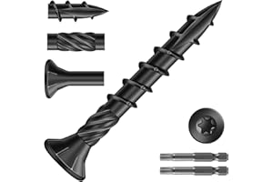 SG TZH #8 x 1-1/4" Deck Screws (398Pcs) 2lb. Carbon Steel, Black, Flat Head, Rust Resistant epoxy Coated, with T25 Star Bit