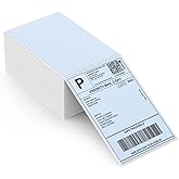 MUNBYN 4x6 Inch Blue Direct Thermal Shipping Labels, Commercial Grade Permanent Adhesive Fanfold Mailing Postage Label Paper for Thermal Printers and Packages, 500 Sheets per Stack