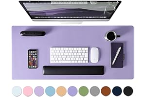 ROSLIM Leather Desk Pad Protector, Mouse Pad, Non-Slip Computer Mat for Desk, PU Leather Office Desk Mat for Home & Office, Waterproof Laptop Desk Blotter for Keyboard and Mouse, Taro Purple (13.7''X23.6'')