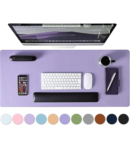 Flodirise Large Desk Mat - 31x12 Inch Non-Slip Mouse Pad, Office Desk Blotter, Almond Color, Fabric Surface