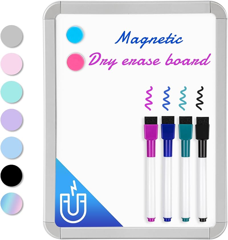 VUSIGN Small White Board 22x28 cm Magnetic Dry Erase Board with Markers