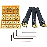 ASZLBYM 5/8" 36PCS Indexable Carbide Lathe Turning Tool Insert Holder Bit Set MTJNR1616H16 + MWLNR1616H08 + MCLNR1616H12 with CNMG 431 + WNMG 431 + TNMG 331 Indexable Carbide Turning Insert Blades