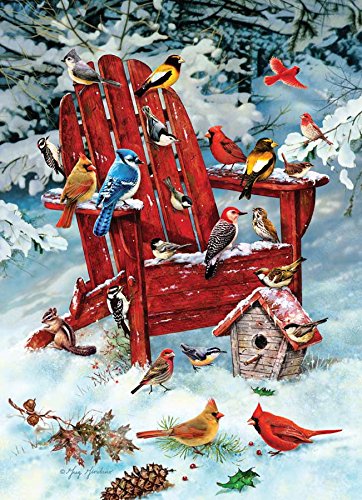 Cobble Hill Adirondack Birds Birdhouse Winter Themed 1000 Piece Jigsaw Puzzle