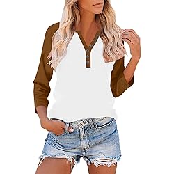 Henley Shirts for Women Y2K Contrast Color Block