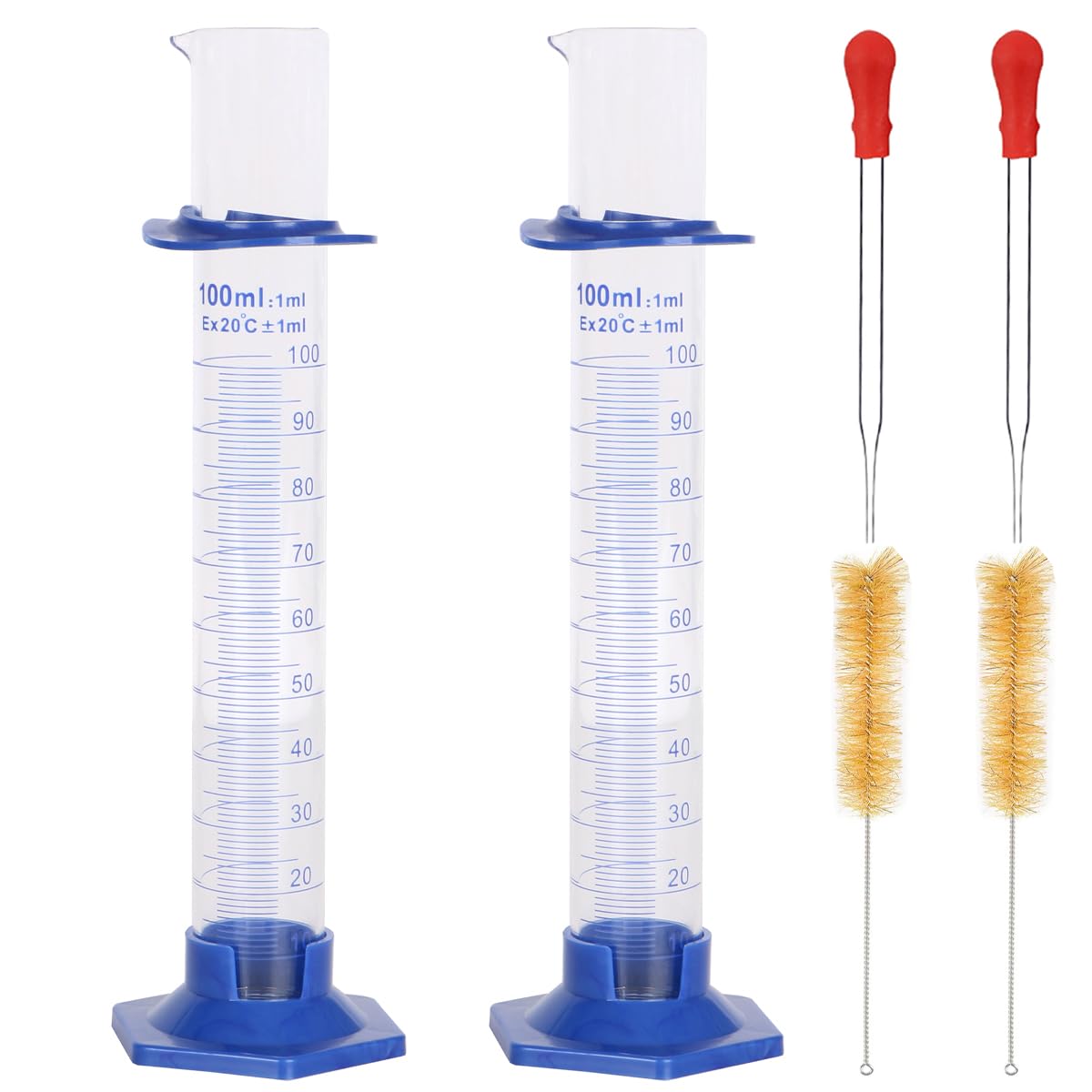 2 Pcs 100ml Graduated Cylinder, Plastic Hexagonal