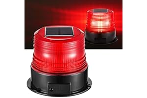 KAGOR Traffic Light Solar LED Beacon Light Strobe Warning Light Sensitive Emergency Flashing Lamp, Super Bright IP54 Waterproof, 360 Coverage, Magnetic Base, Red