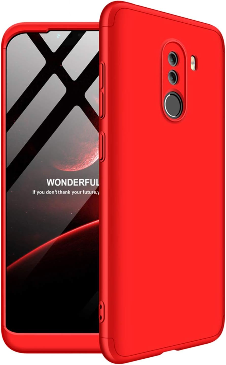 SOCINY Xiaomi Pocophone F1 Case,360 Full Body Coverage Degree Protection 3 in 1 Combination Anti-Scratch PC Ultra-thin Shockproof Matte All-inclusive Skin case cover for Xiaomi Pocophone F1-red