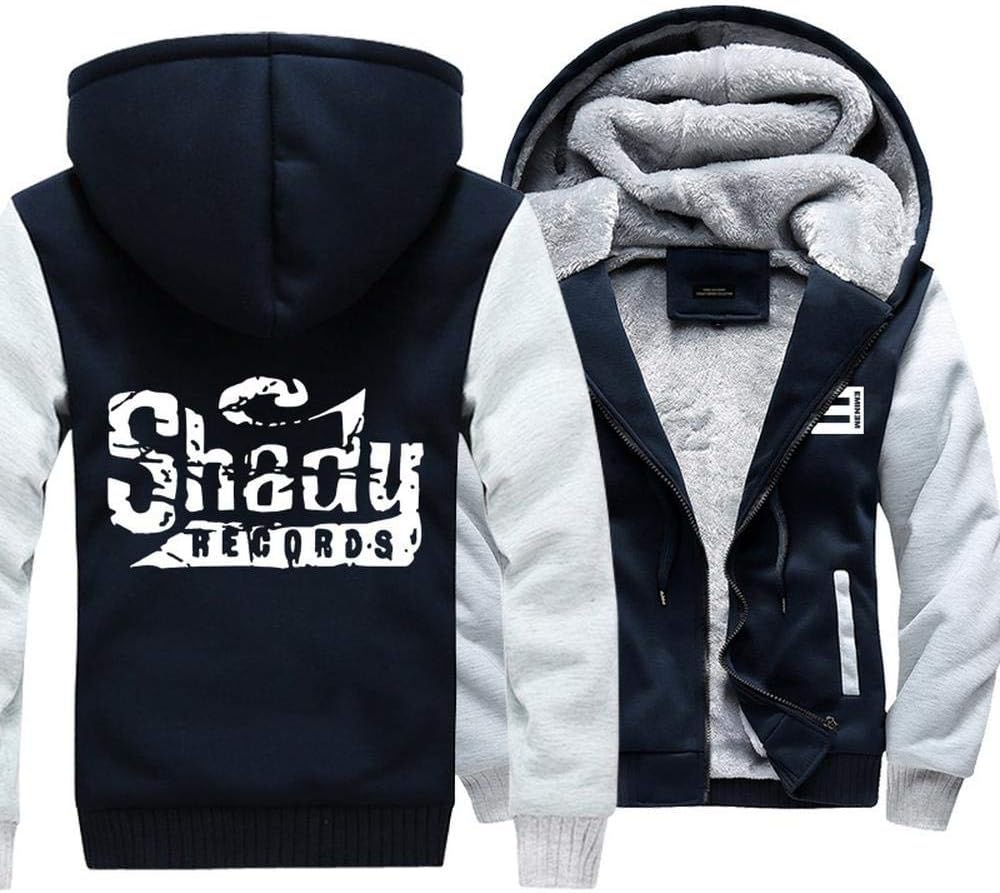 INSGOS Hoodies Eminem Printed Plus Velvet Hooded Sweater Zip Cardigan Coat Warm Tops Sweatshirts Wearing Comfortable / 3 / Medium
