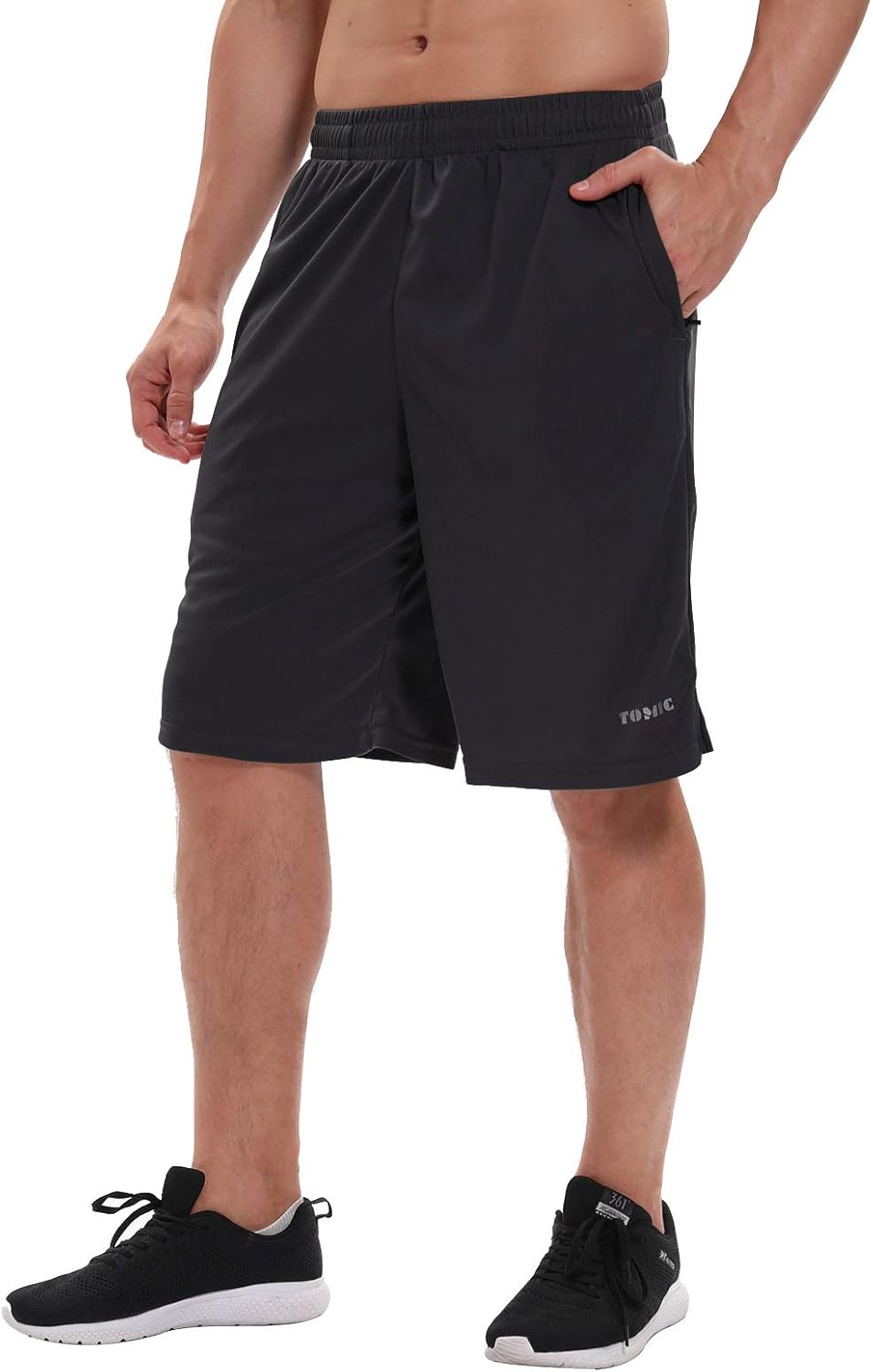 Tomic Men's Athletic Basketball Shorts mesh Loose-Fit Performance Sports Workout Training Shorts Zipper Pockets: Clothing
