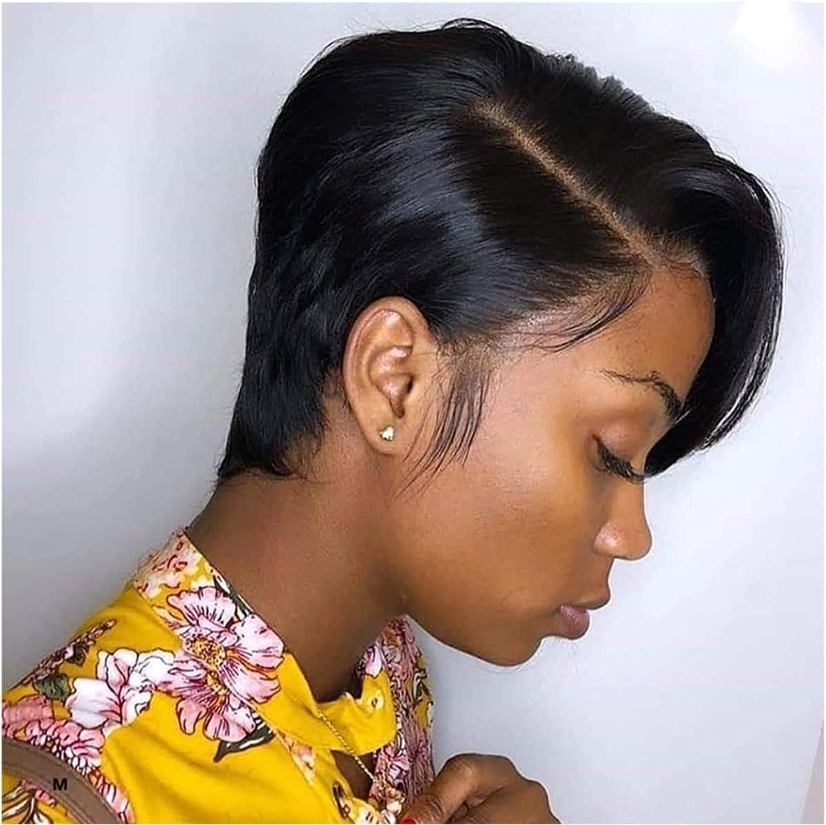 PORSMEER Short Human Hair Wig Pixie Cut Hair 13x6 Lace Front Wig Black Bob Wig,150% Denisty Glueless Straight Brazilian Real Hair Side Part Wigs for Women