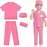 Mizzuco Doctor Costume for Kids,Toddler Nurse Scrubs Halloween Dress Up Cosplay For Boys Girls 3-12 Years