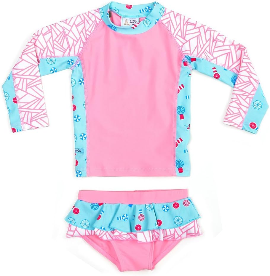 Sabbia Bianca Girl's Baby Pink Rashguard Swimsuit Swim Skirts (6-7 Years)