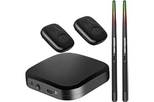 DQTUV Air Drum Sticks, Portable Electronic Drum Set with 8 Sounds, Pedals, Bluetooth, 3D Motion Sensing RGB Virtual Electronic Drumsticks Kit for Adults, Kids (Dark Black)