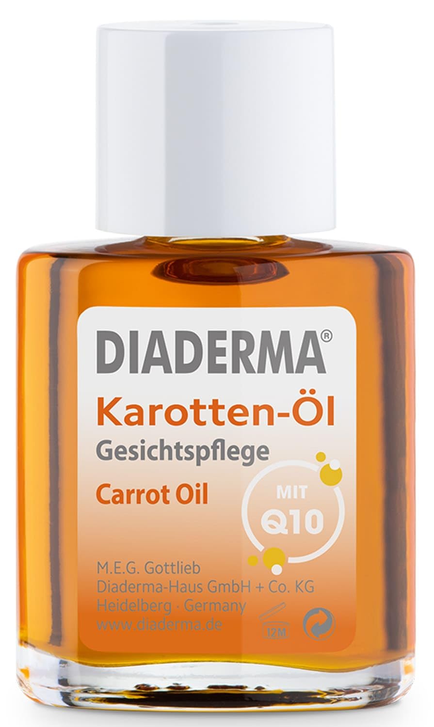 DIADERMA Carrot Oil, 30 ml - new formula with Q10: Gives a fresh complexion, prevents wrinkles, with vitamin E + A, natural cosmetics