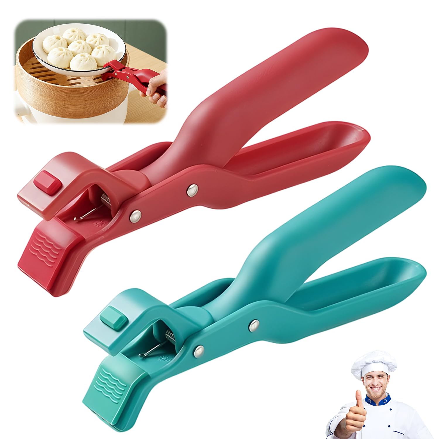 Photo 1 of 2PCS Hot Plate Grippers, Multi-Function Anti-Scald Bowl Clip for Kitchen, Silicone Non-slip Hot Dish Plate Holder, Kitchen Silicone Anti Slip Clip, Kitchen Utensil for Bowls, Pans, Dishes