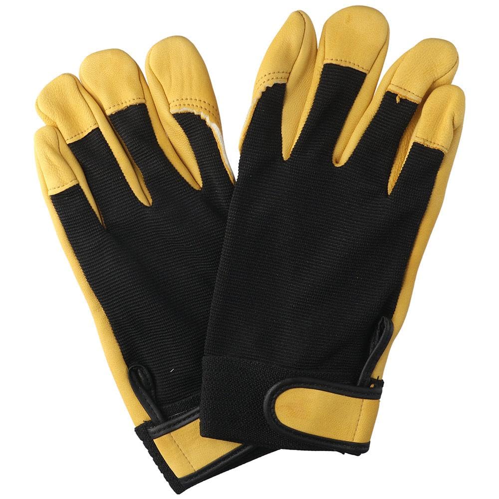 Upluckey 1Pair Sheepskin Welding Glove Heat-Proof Yellow Black Welding Gauntlets