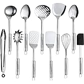 Maphyton Cooking Utensils Set, 11PCS Stainless Steel Kitchen Tool Set | Kitchen Spatula Set Non-Stick Metal Cooking Utensils Gadgets Set for Cookware with Turners, Spatula, Spoons, Ladle, Tongs