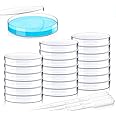 20 Pack Sterile Plastic Petri Dishes with Lid, 90mm Dia x 15mm Deep with 20 Plastic Transfer Pipettes (10Pcs3ml,10Pcs2ml) (90