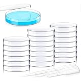 20 Pack Sterile Plastic Petri Dishes with Lid, 90mm Dia x 15mm Deep with 20 Plastic Transfer Pipettes (10Pcs3ml,10Pcs2ml) (90