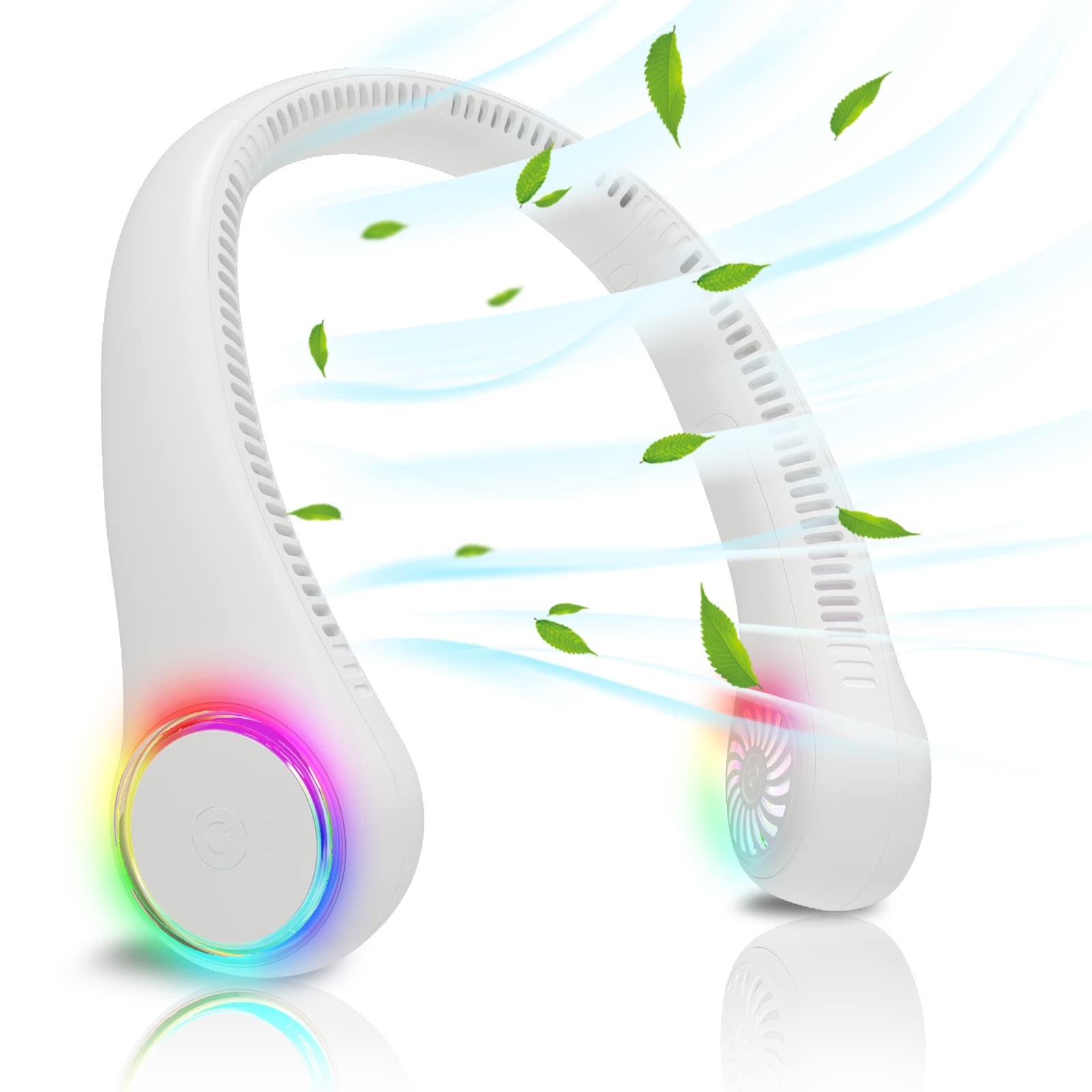 ITSHINY Bladeless Neck Fan, Portable Neck Fan, Cooling Hanging Neck Fan, 4000mAh Mini Cooling Fan, Personal Neck Fans Rechargeable with 3 Speeds LED Light for Women Man Home Office Travel Outdoor — image 1