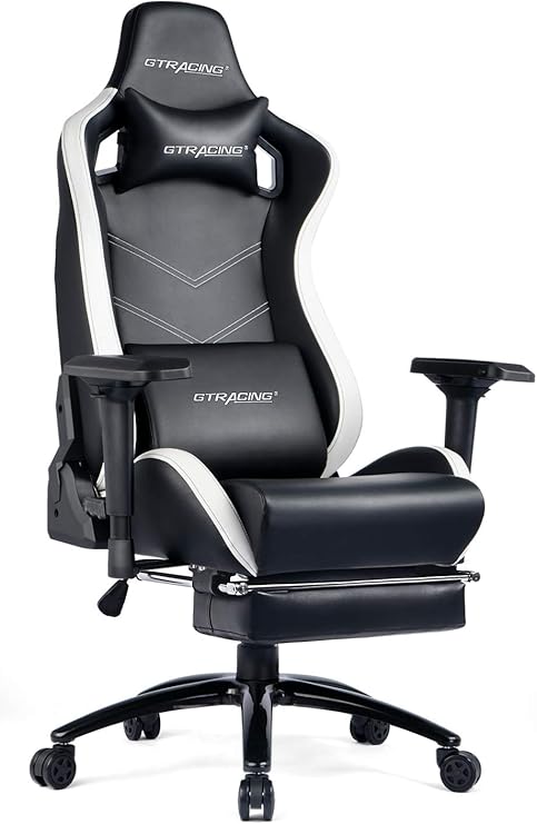 Amazon Co Jp Gtracing ゲーミングチェア デスクチェア オフィスチェア オットマン リクライニング クッション ロッキング 白 Gtracingの最高クラス ホワイト Gt321 Bw 一年保証 ホーム キッチン