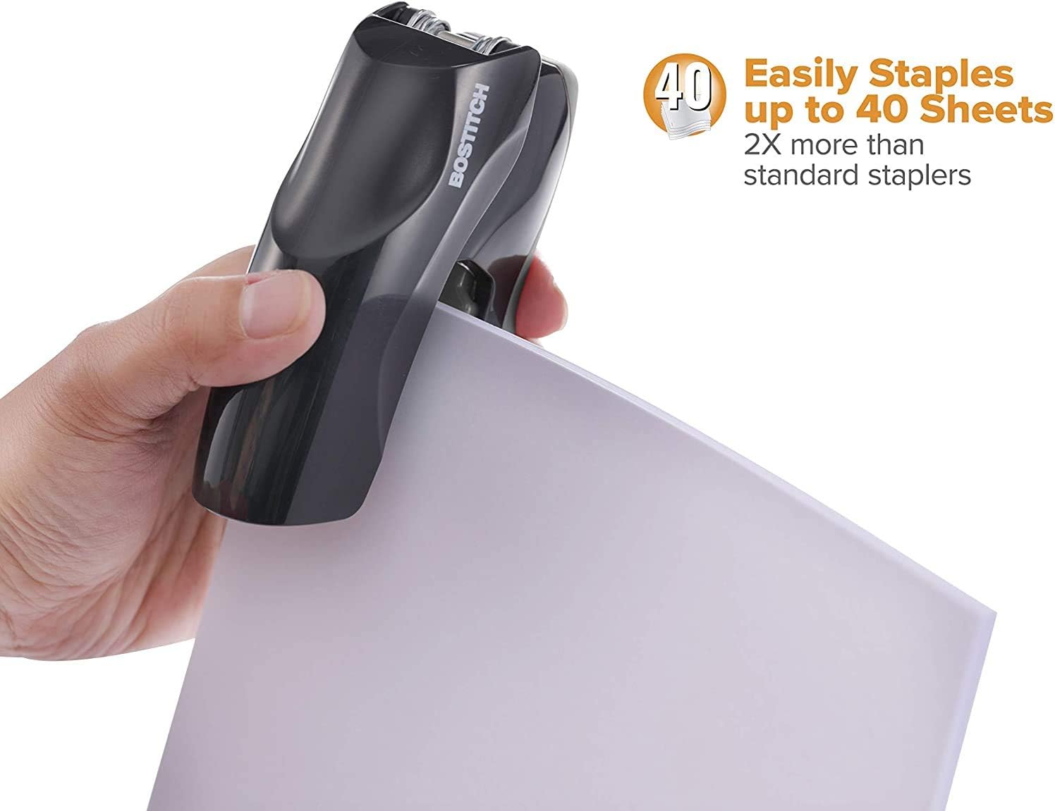 Bostitch Office Heavy Duty 40 Sheet Stapler, Small Stapler Size, Fits into The Palm of Your Hand; Black (B175-BLK), Limited