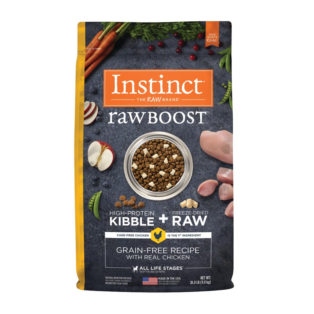 Instinct Raw Boost, Natural Dry Dog Food with Freeze Dried Pieces, High Protein, Grain Free Recipe - Real Chicken, 20 lb. Bag Image