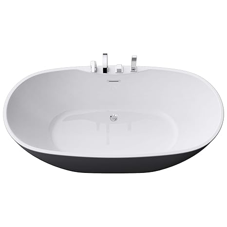 Sogood Freistehende Badewanne inkl. Armatur Vicenza605 170x80x60cm mit Ablaufgarnitur und Überlauf aus Acryl in Weiß DIN-Ansc