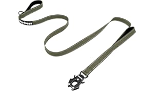 HEYDOGGY Strong Heavy Duty Dog Leash - 5ft Reflective Nylon Training Leash with Soft Padded Double Handle & Auto Lock Frog Clip - Safety Traffic Control for Large Medium Small Dogs No Pull Walk Army Green,5ft