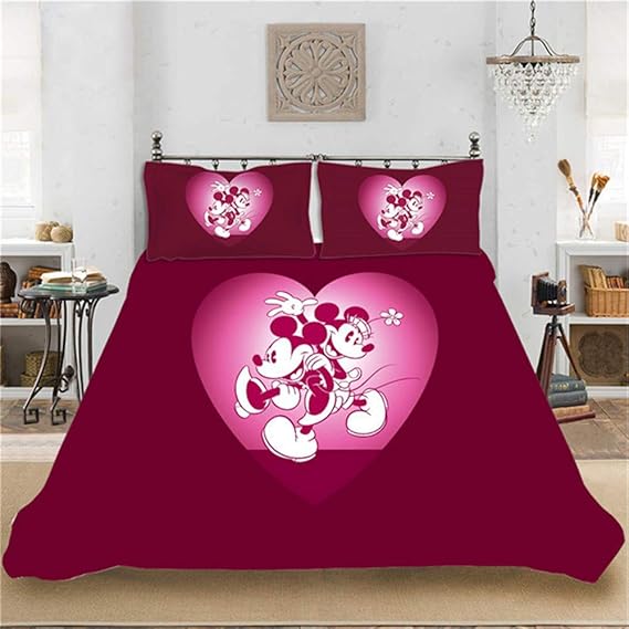 MYLZZ Disney Bettbezug Set Malerei Paar-Mickey Mouse Bettwäsche Set