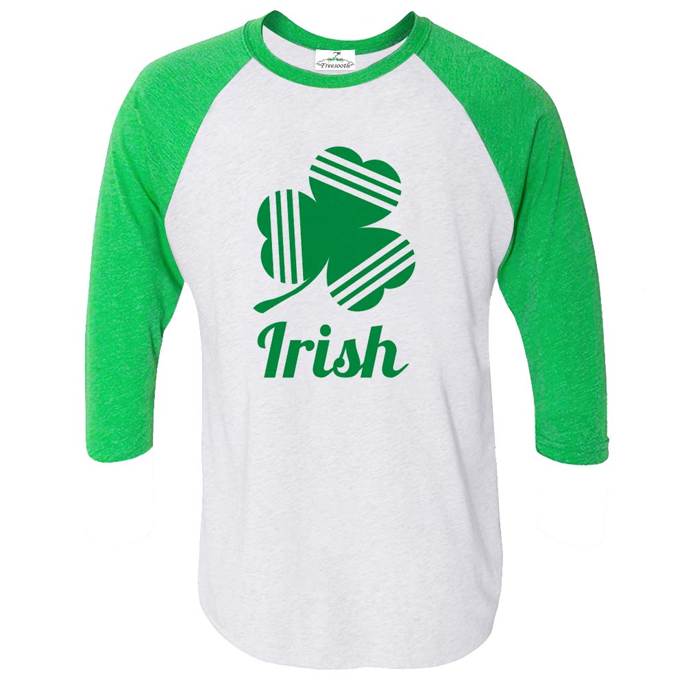 Freesooth St Patrick\'s Day Irish Shamrock Women 3/4 Sleeve Baseball Jersey Shirt Unisex Raglan T-Shirt Green